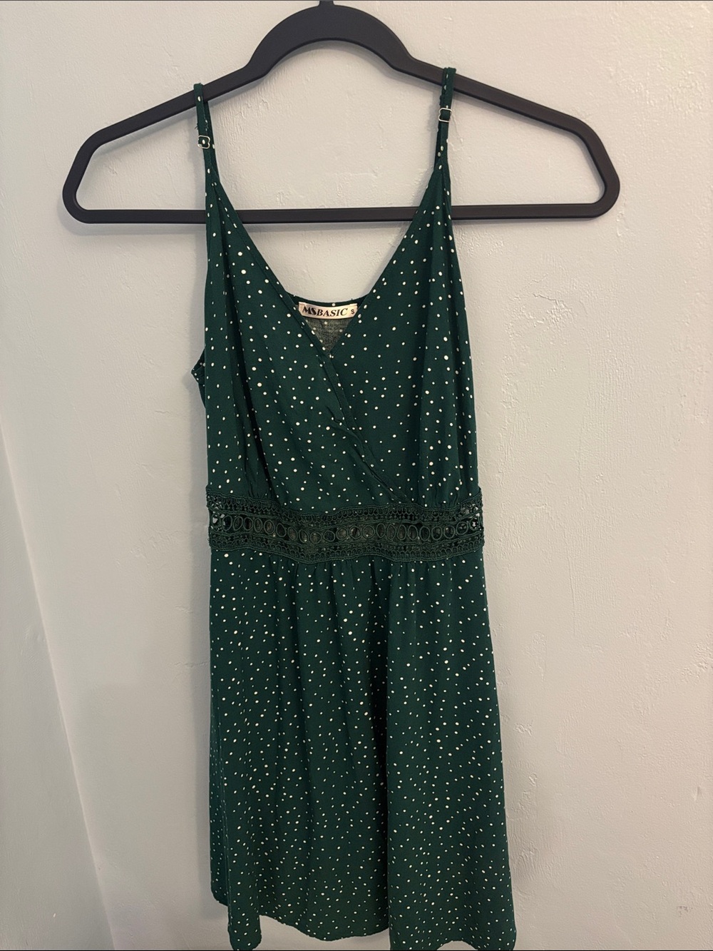 Women’s Green Polka Dot Spaghetti Strap Dress - Size S